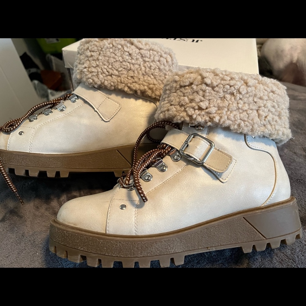 JustFab Kylan fleece trimmed boots